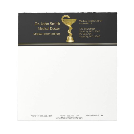 Medizinische Schlange klassische Bowl Hygieia Gold Notizblock (Vorderseite)