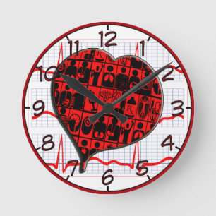 MEDIZINISCHE SPEZIALITÄTEN CCU-HERZ-EKG RUNDE WANDUHR