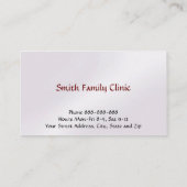 Medizinische Symbol-Visitenkarte des Arztes Visitenkarte (Rückseite)