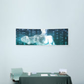 Medizinische Technologie mit Banner (Messeveranstaltung)
