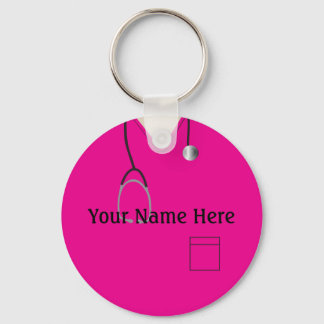 Medizinische Untersuchungen Nurse Hot Pink Button Schlüsselanhänger