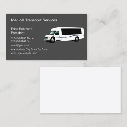 Medizinische Verkehrsdienste Moderne Visitenkarte (Vorne/Hinten)