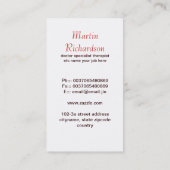 medizinische Visitenkarten der menschlichen Visitenkarte (Rückseite)