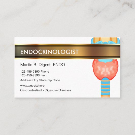 Medizinische Visitenkarten des Endokrinologen Visitenkarte (Vorderseite)
