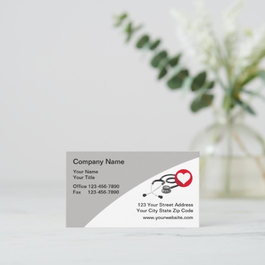 Medizinische Visitenkarten Herz-Stethoscope Visitenkarte (Stehend Vorderseite)