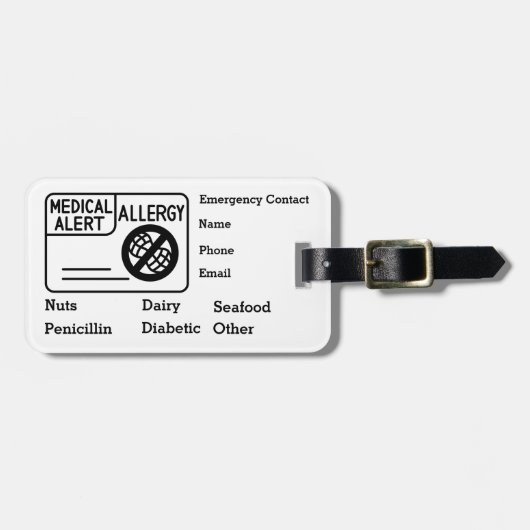 Medizinische WarnAllergie - Persönliche Notfallbeh Gepäckanhänger (Vorderseite horizontal)