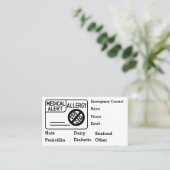 Medizinische WarnAllergie - Persönliche Notfallbeh Visitenkarte (Stehend Vorderseite)