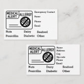 Medizinische WarnAllergie - Persönliche Notfallbeh Visitenkarte (Vorne/Hinten)