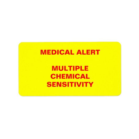 Medizinische Warnhinweise: multipler chemischer Em Adressaufkleber (Vorne)