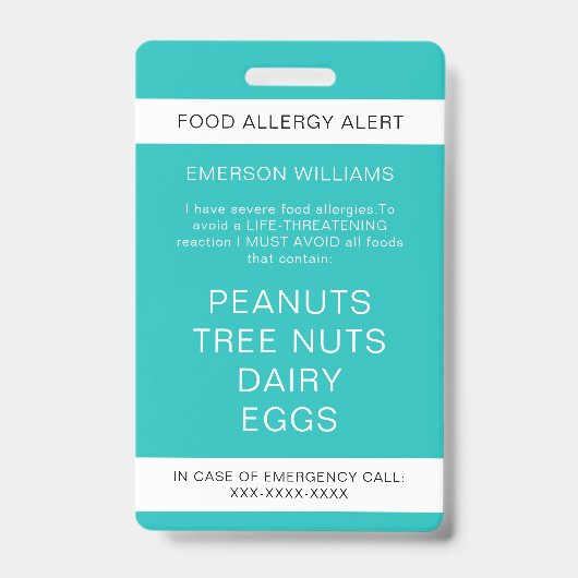 Medizinische Warnmeldung - Kontakt Ausweis (Vorderseite)