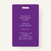 Medizinische Warnmeldung - Kontakt Ausweis (Rückseite)