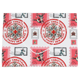 Medizinische Weihnachtsbriefmarken-Collage-Kunst Große Geschenktüte