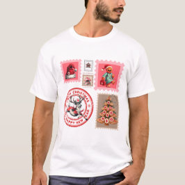 Medizinische Weihnachtsbriefmarken-Collage-Kunst T-Shirt