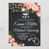 Medizinischer Abschluss der Universität Boho Flora Einladung (Vorne/Hinten)