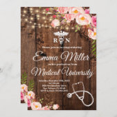 Medizinischer Abschluss der Universität Boho Flora Einladung (Vorne/Hinten)