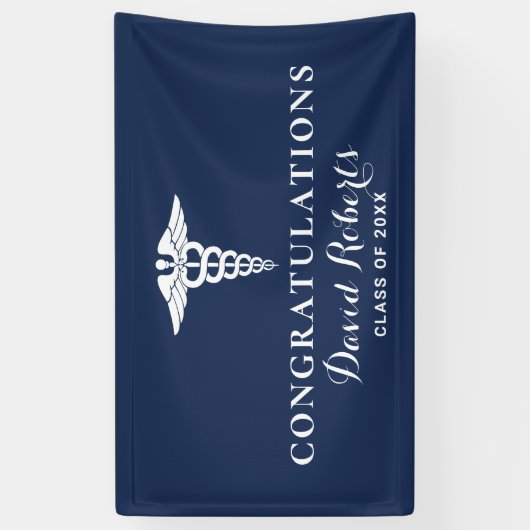 Medizinischer Abschluss Navy Blue Banner (Vertikal)