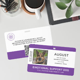 Medizinischer Alarm Purple Service Dog Photo-ID Ausweis
