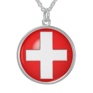 Medizinischer Alarm - Rot Sterling Silberkette