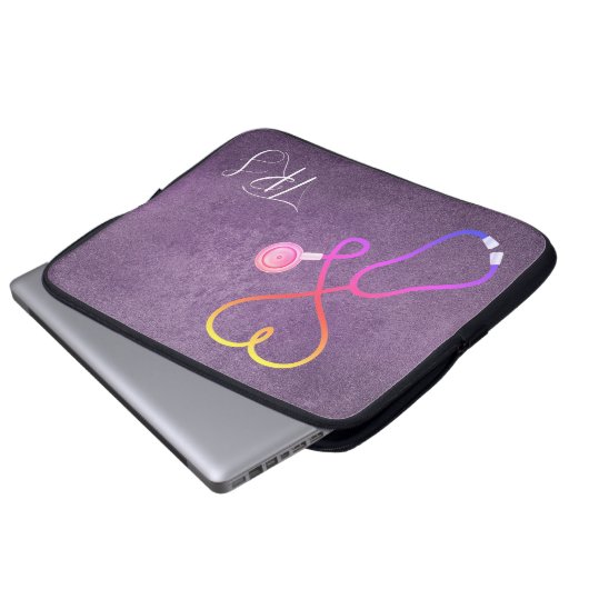 Medizinischer Arzt oder Lila Glitzer der Krankensc Laptopschutzhülle (Vorne Knopf)