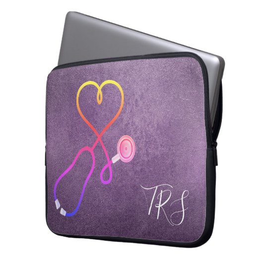 Medizinischer Arzt oder Lila Glitzer der Krankensc Laptopschutzhülle (Vorderseite Links)