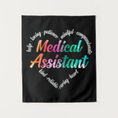 Medizinischer Assistent für Herz Word Cloud Waterc Wandteppich (Vorderseite)