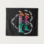 Medizinischer Assistent für Herz Word Cloud Waterc Wandteppich (Vorderseite (Horizontal))