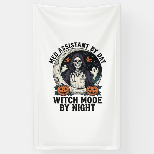 Medizinischer Assistent Halloween Hexe Vintage Gra Banner (Vertikal)