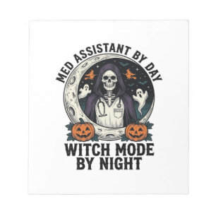 Medizinischer Assistent Halloween Hexe Vintage Gra Notizblock