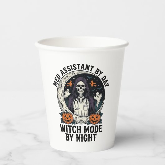 Medizinischer Assistent Halloween Hexe Vintage Gra Pappbecher (Vorderseite)