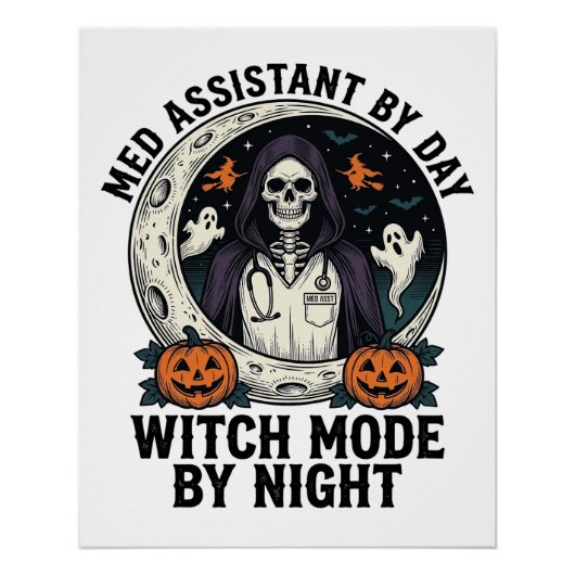 Medizinischer Assistent Halloween Hexe Vintage Gra Poster (Vorderseite)