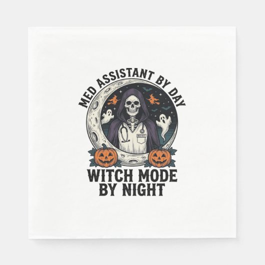 Medizinischer Assistent Halloween Hexe Vintage Gra Serviette (Vorderseite)
