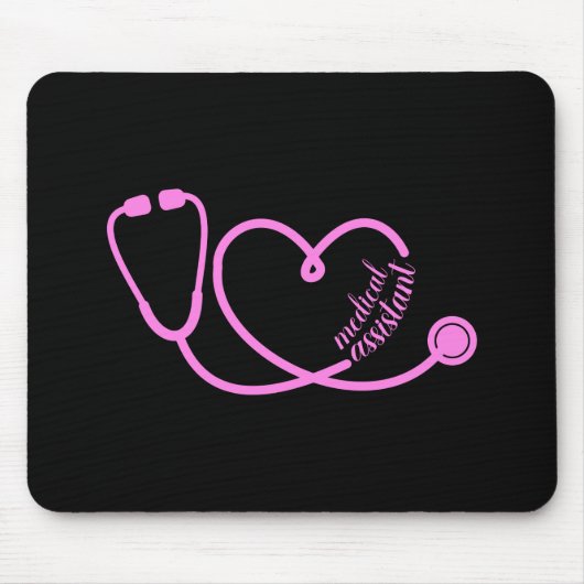 Medizinischer Assistent Herz Stethoscope Pink Mousepad (Vorne)