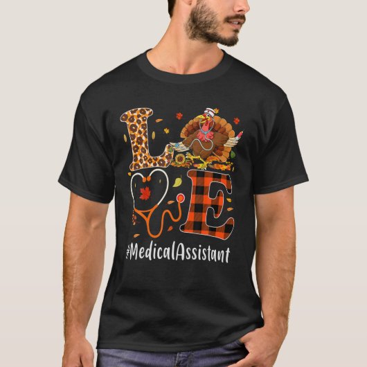 Medizinischer Assistent Liebe Erntedank Leopard Fu T-Shirt (Vorderseite)