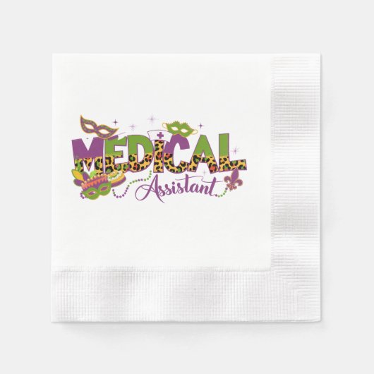 Medizinischer Assistent - Mardi Gras Serviette (Vorderseite)