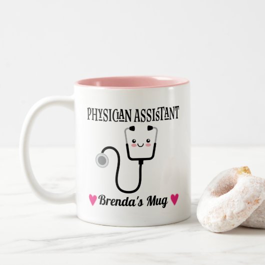 Medizinischer Assistent Personalisiertes Geschenk Zweifarbige Tasse (Mit Donut)