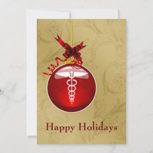 medizinischer Beruf Caduceus-Zeichen Weihnachtska Feiertagskarte