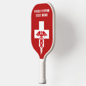 Medizinischer Beruflicher benutzerdefinierter Text Pickleball Schläger (Links)