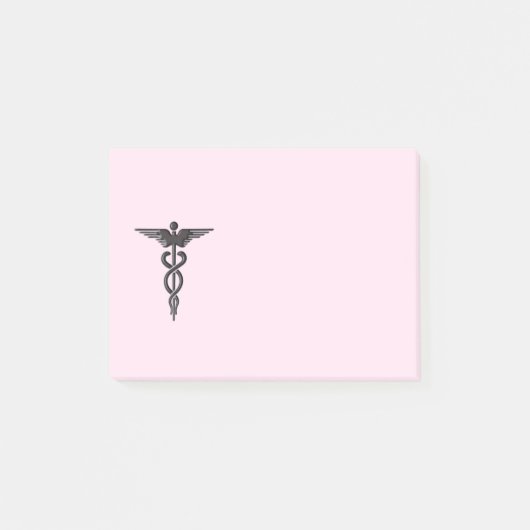 Medizinischer Caduceus auf Rosa Post-it Klebezettel (Vorderseite)