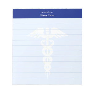 Medizinischer Caduceus & blaues Kopfzeilen-Lineal Notizblock