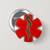 Medizinischer Caduceus Button (Vorne & Hinten)