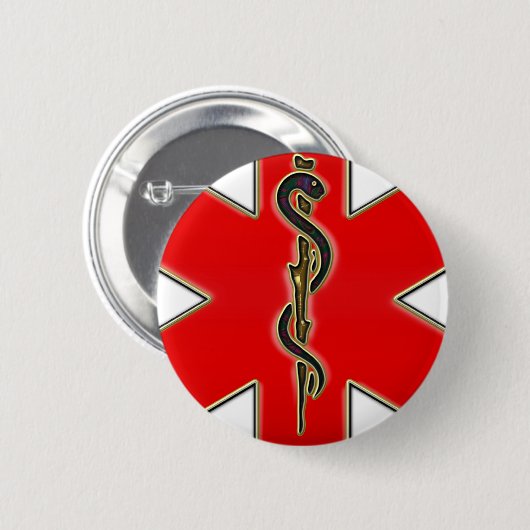 Medizinischer Caduceus Button (Vorne & Hinten)