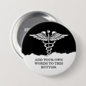 Medizinischer Caduceus-kundenspezifischer Button (Vorne & Hinten)