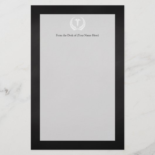 Medizinischer Caduceus-Lorbeer Briefpapier (Vorderseite)