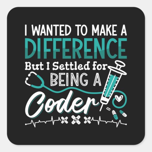 Medizinischer Code als ICD-Programmierer Quadratischer Aufkleber (Vorderseite)