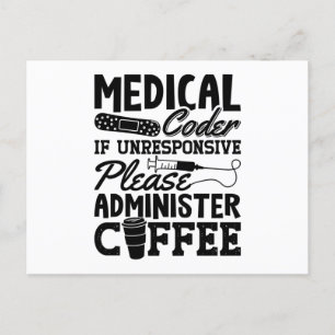 Medizinischer Coder Coffee Assistant ICD Coding Ge Postkarte