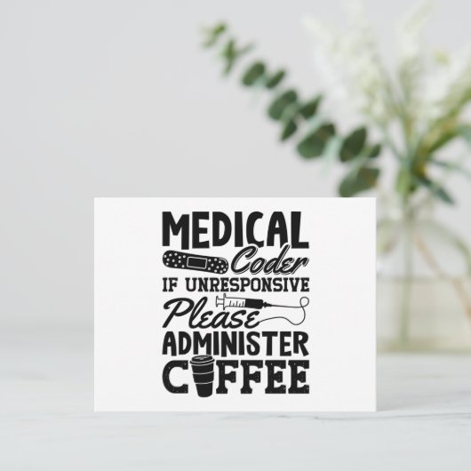 Medizinischer Coder Coffee Assistant ICD Coding Ge Postkarte (Stehend Vorderseite)
