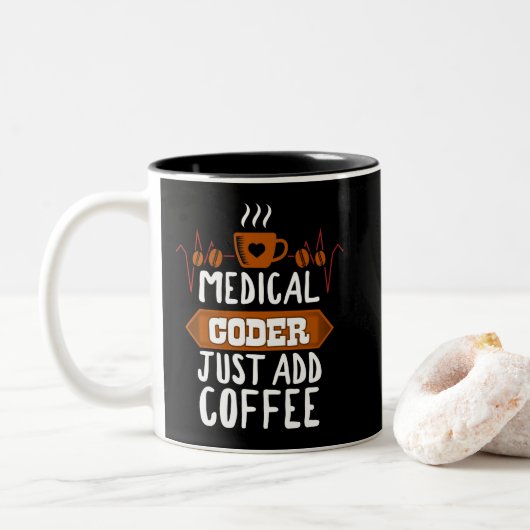 Medizinischer Coder einfach Kaffee Liebhaber Hearb Zweifarbige Tasse (Mit Donut)