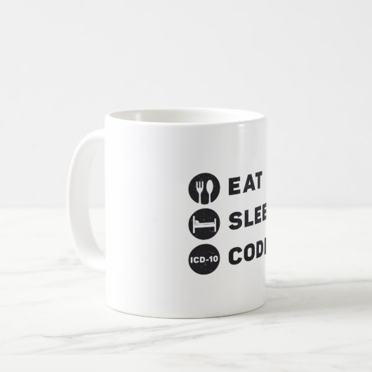 Medizinischer Coder isst Sleep Code ICD Coding Pro Kaffeetasse (Vorderseite Links)