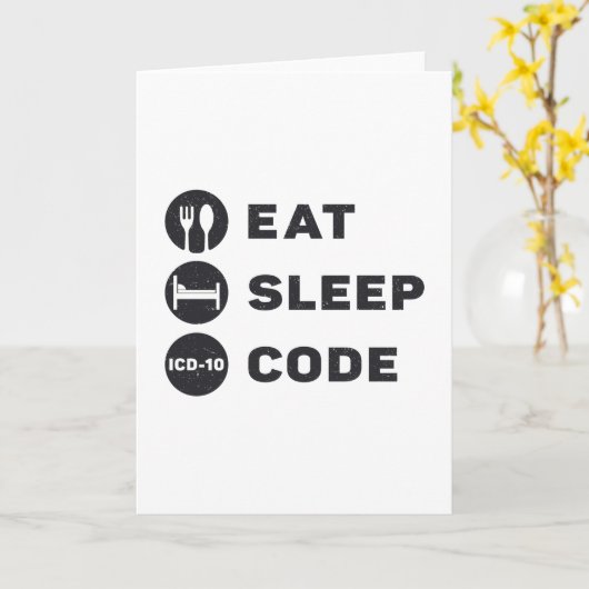 Medizinischer Coder isst Sleep Code ICD Coding Pro Karte (Gelbe Blume)