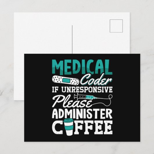 Medizinischer Coder-Kaffeekocher für ICD-Coding Postkarte (Vorne/Hinten)